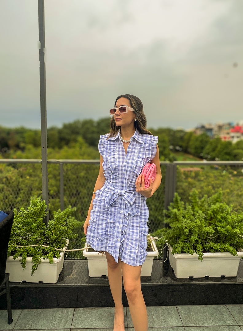 Ruffled Gingham Sleeveless Dress