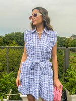 Load image into Gallery viewer, Ruffled Gingham Sleeveless Dress
